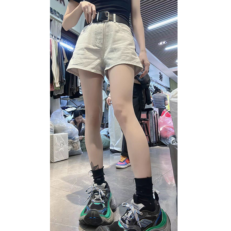 Large size women's 2024 summer high waisted loose denim shorts, fat mm slimming versatile A-line wide leg hot pants
