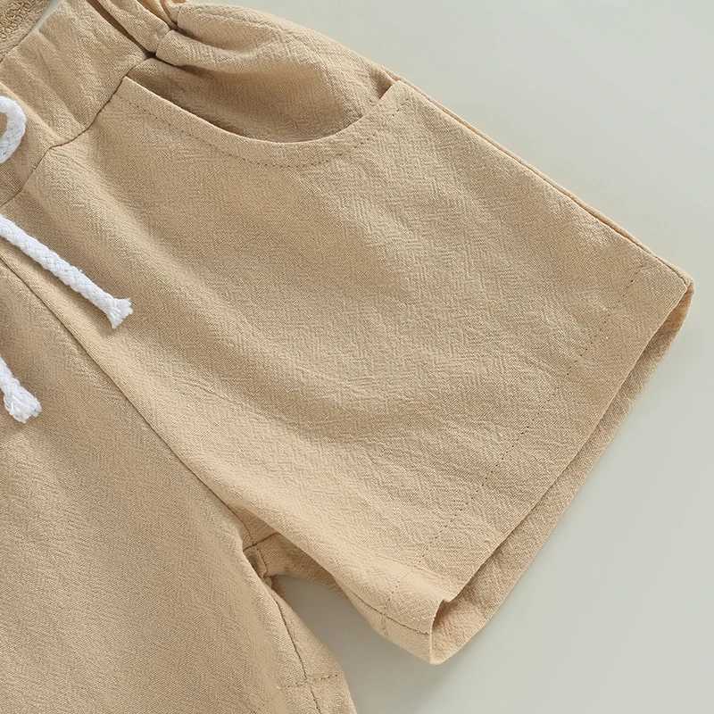 Clothing Sets 0-3Y Boys Girls Clothing Sets Summer Solid Cotton Linen T-shirts+Elasctic Shorts Kids Clothes Casual Toddler Clothing Sets