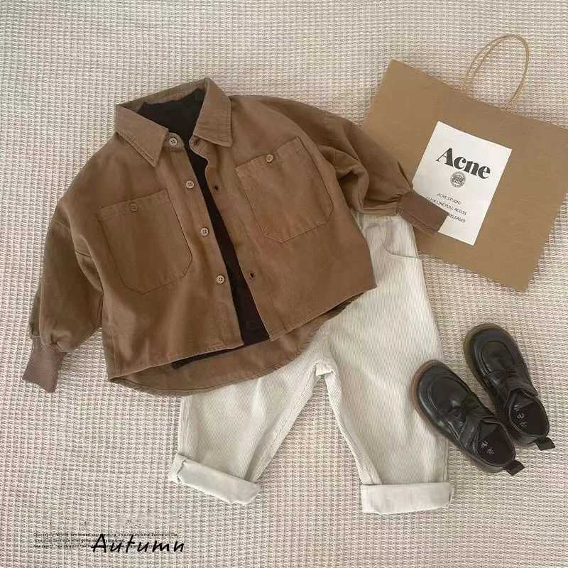 Clothing Sets Childrens Set 2024 New Boys Baby Spring and Autumn Cool and Handsome Shirt Pants 2 Pieces Kids Clothing For Boy 2-6Y