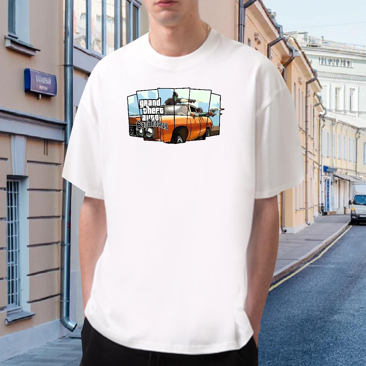 Casual New T-Shirts racing 100% Cotton 230g Custom Big Size Tshirts Street Casual Breathable Short Sleeve High Quality Clothings