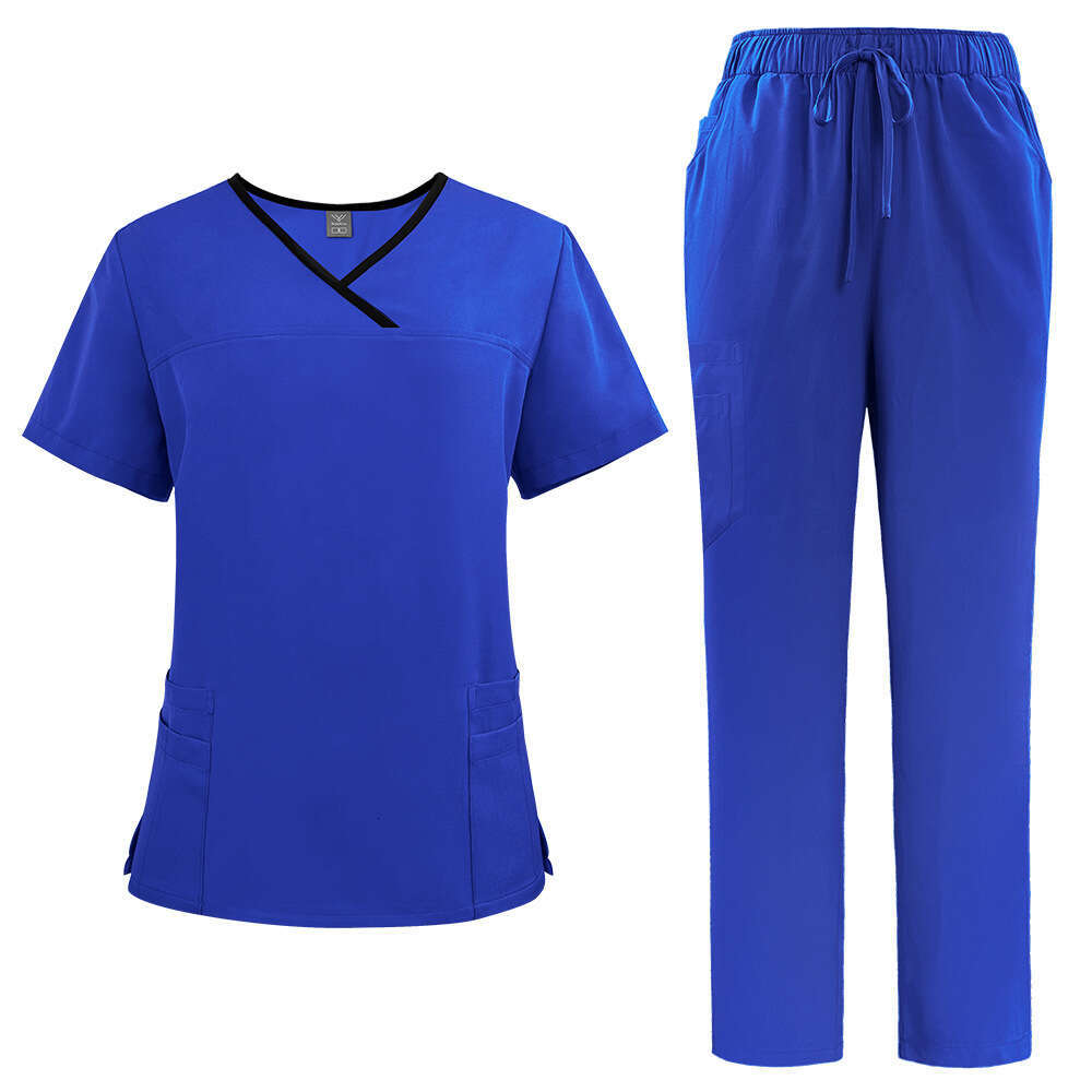 Zip Up Scrubs for Women Uniform Undefined New Product Long High Elasticity French Gentle Wind Temperament Solid Printing Ventilation Waist Linen Sexy 