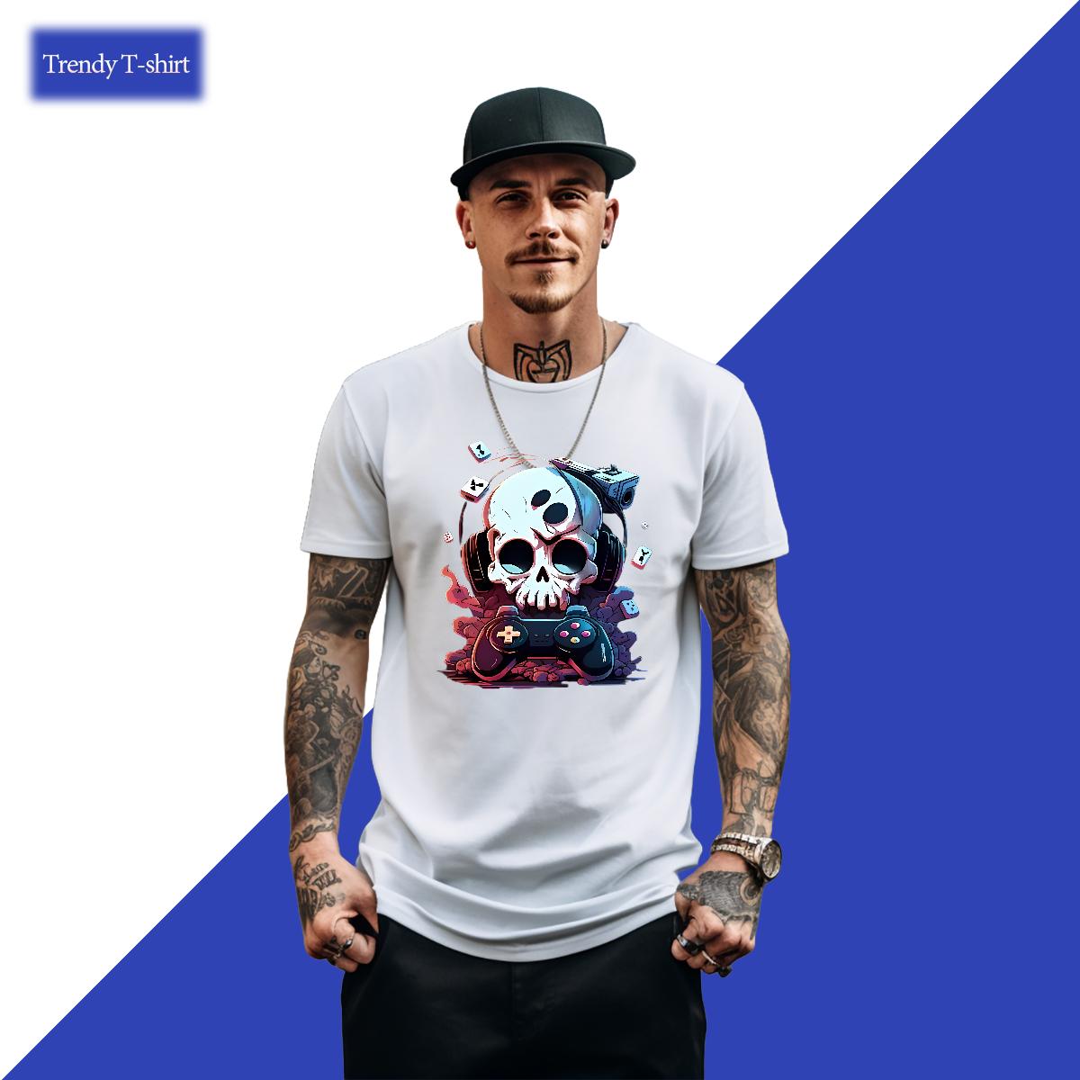Fashion Design T Shirt For Man Skeleton 100% Cotton 230g Black Oversized Couples T Shirts Outdoor Cotton Breathable Short Sleeve Unisex Wear