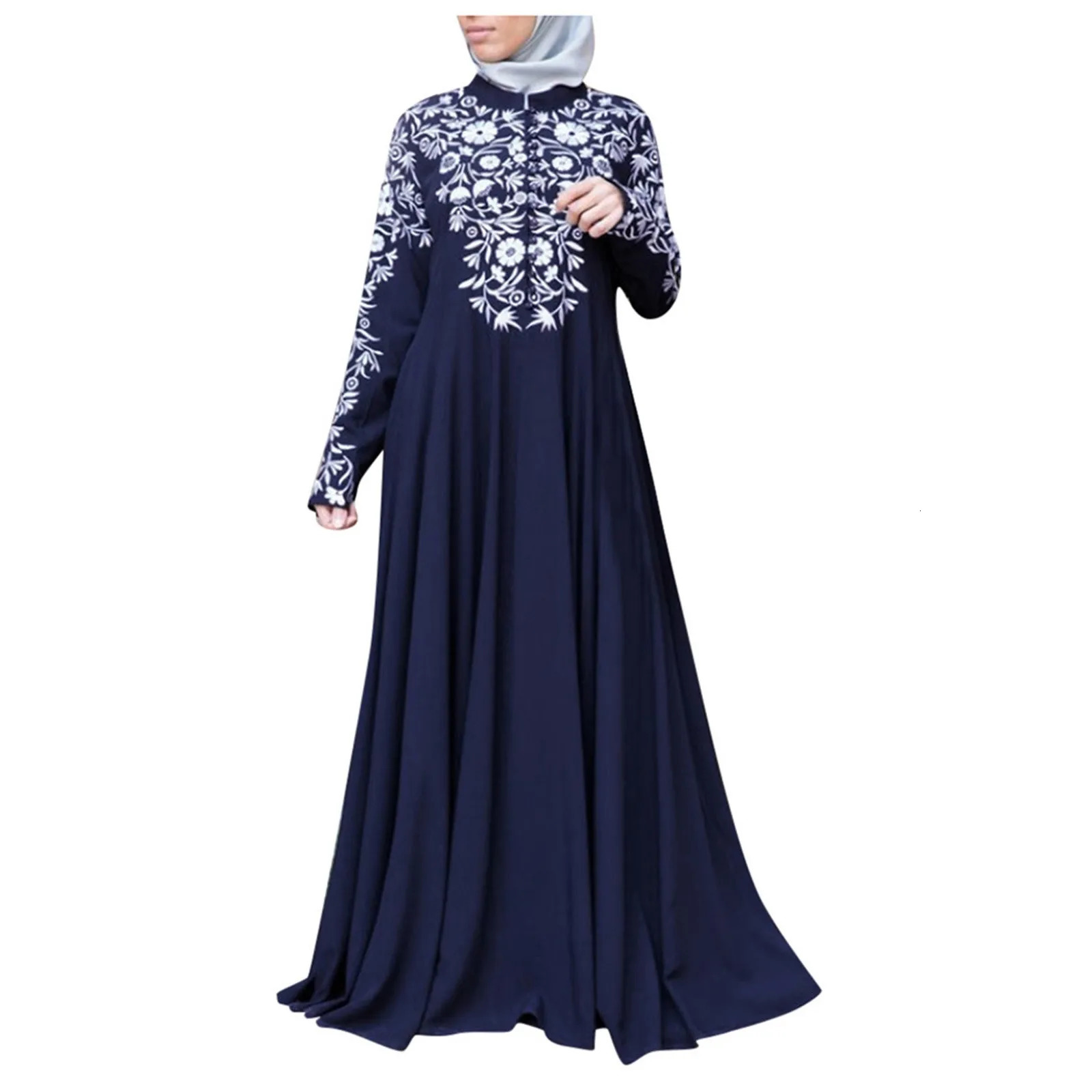 Dubai Abayas Black Elegant Dress Print Flower Islamic Prayer Clothes For Girls Ramadan Robe Long Kimono Fashion Arabic Wear 240715