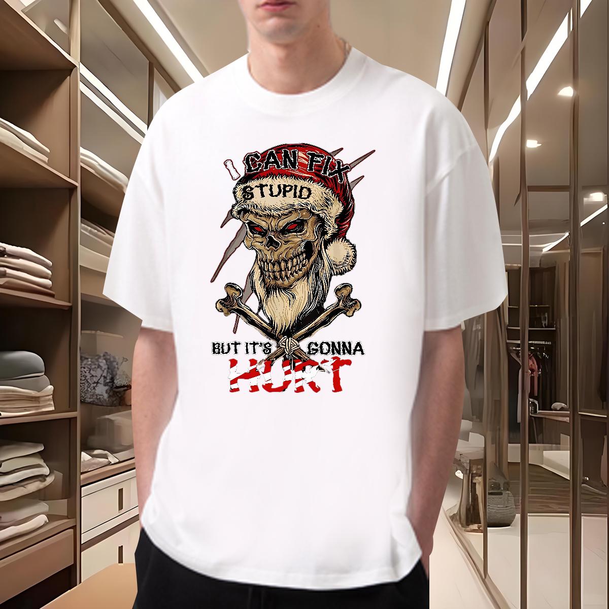 DIY Mens T Shirts Skeleton 230g Cotton DIY Printed Tshirt for Man Woman Street wear Hip Hop Cotton Breathable Short Sleeve Unisex Tops