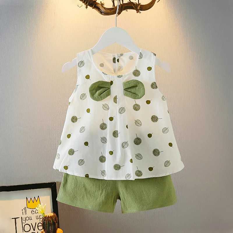 Clothing Sets 2021 New Fashion Baby Clothing Sets Children Sleeveless Top+Shorts 2Pcs Sets Girls Cute Suit 1-5Years Old Baby Clothes
