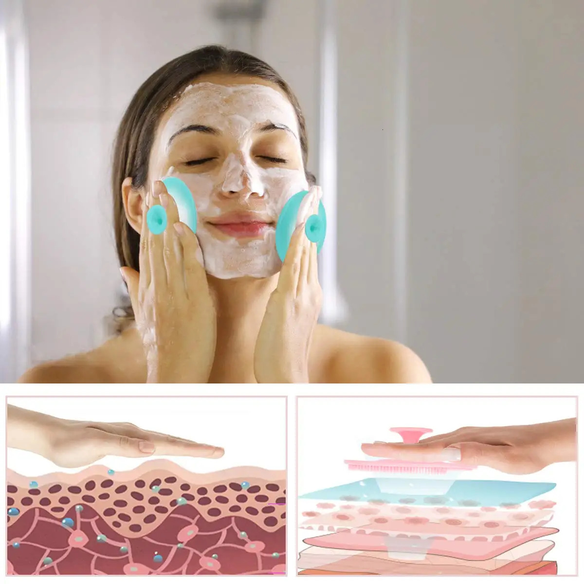 Silicone lip exfoliating cleaning brush scrub nose cleaning brush blackhead removal double-sided beauty skin care tool 240715