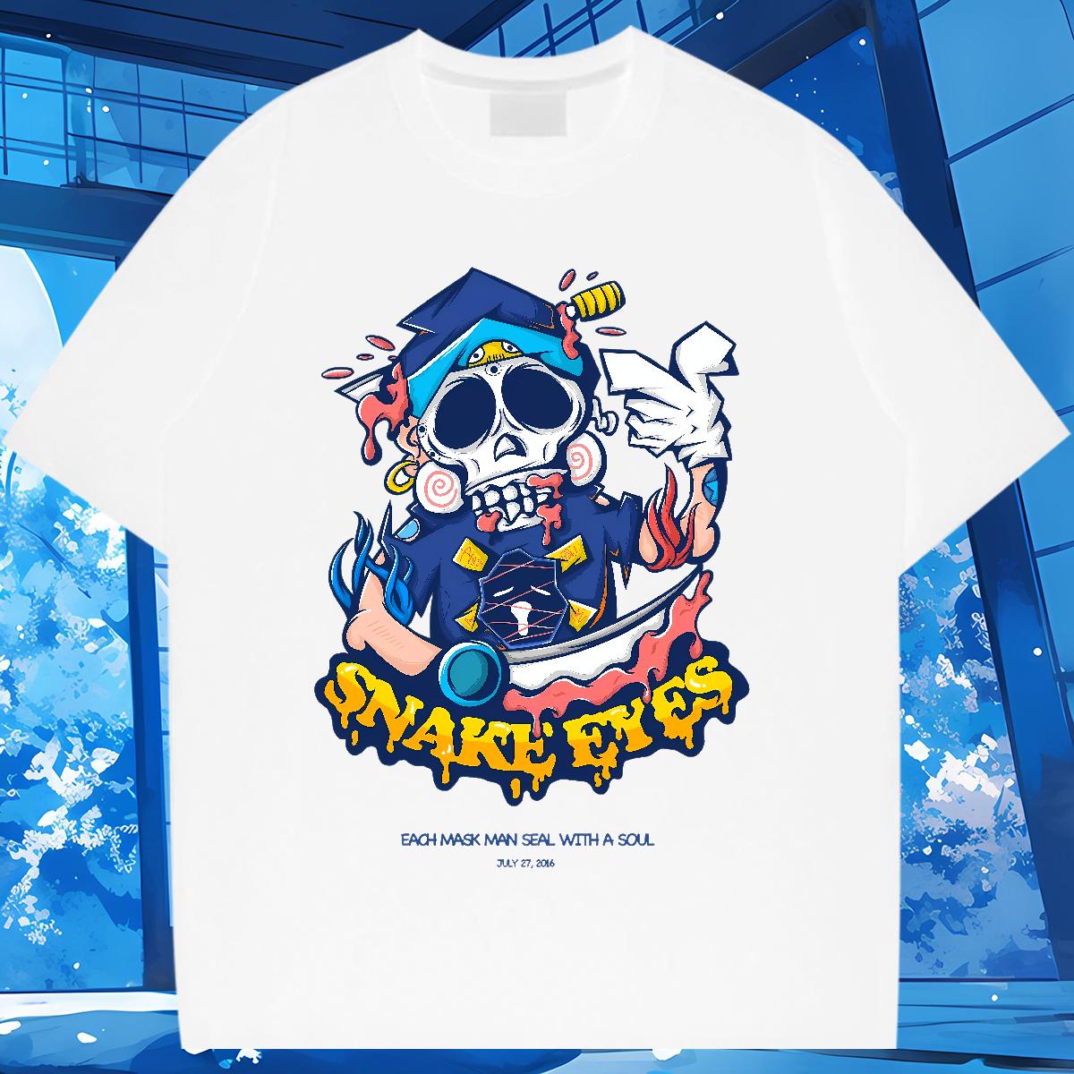 Classic Man T Shirts Skeleton 230g 100% Cotton Custom Cartoon Sport Men Clothes T-Shirt O-Neck Short Sleeve Cotton Unisex