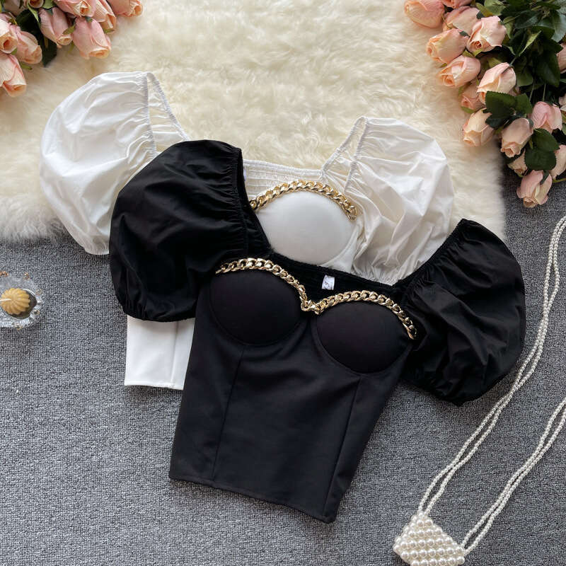 Spring High Street Short-sleeved O-neck Crop Tops Streetwear Clothes Print Tshirt Round Neck Chiffon Couples Stretch Casual Undershirt Women's T 
