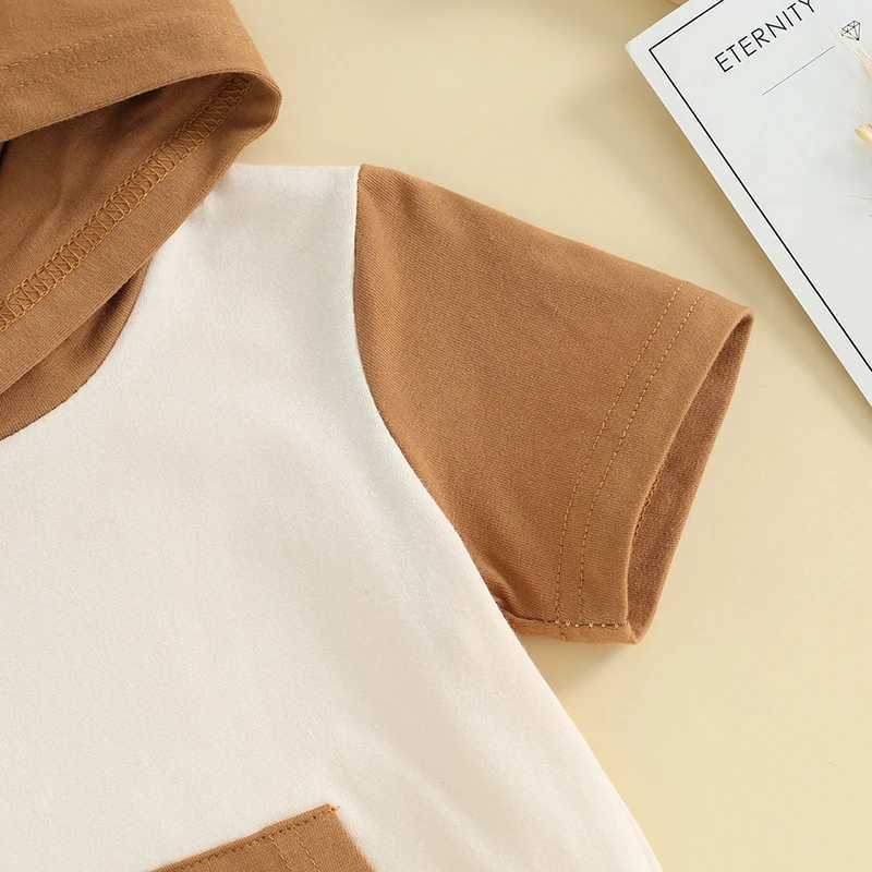 Clothing Sets Toddler Infant baby Boy Summer Clothes Outfit Contrast Color Short Sleeve Hood T-Shirt with Elastic Waist Shorts