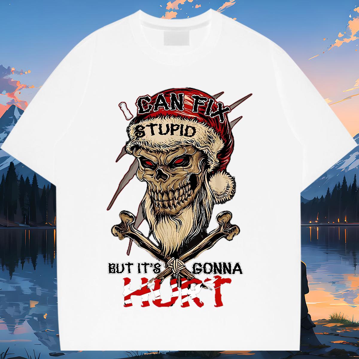 2024 New T shirt Skeleton 230g Cotton DIY Logo Oversized Casual Mens Tshirts Breathable Crew Neck Cool