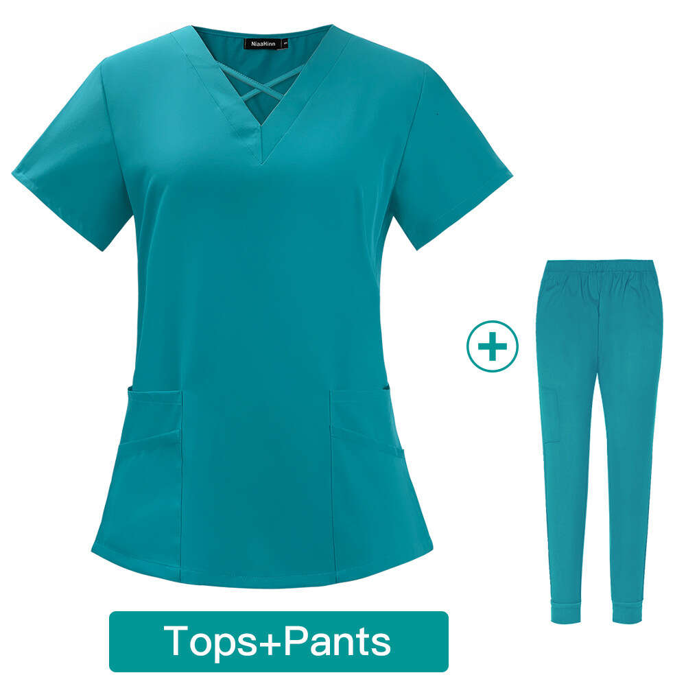 Niaa Hinn Scrubs Zip Up Scrubs New Arrival Non-ironing French Printing Business Affairs Self-cultivation Short Waist Linen