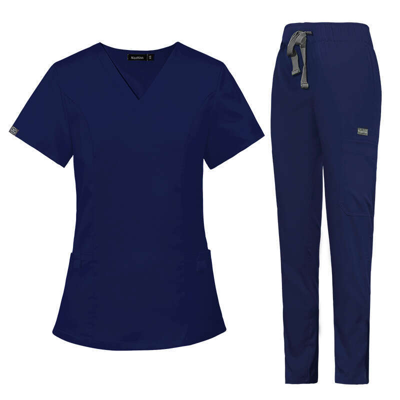 Niaa Hinn Scrubs for Women Uniform Zip Up Scrubs Set New Arrival New Product Non-ironing Show Thinness Long Versatile Popular Printing Loose Waist
