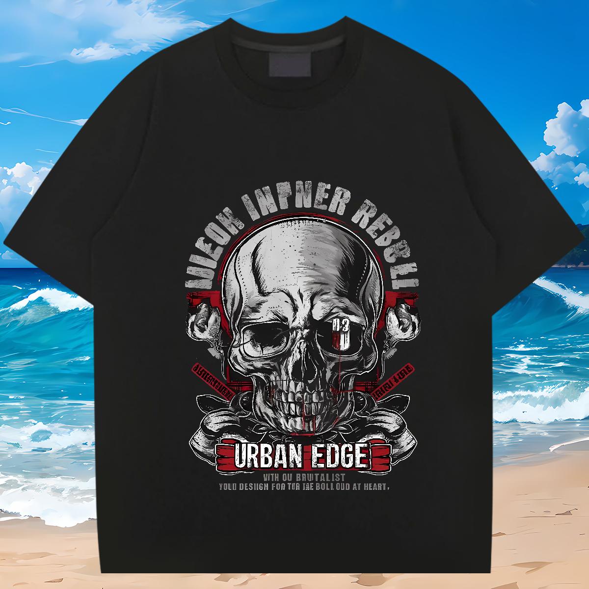 DIY Customized T Shirts Men Skeleton 230g Cotton Oversized 3XL 4XL Tshirt for Man Woman Spring Summer Breathable Crew Neck Cotton Loose Fit Tees