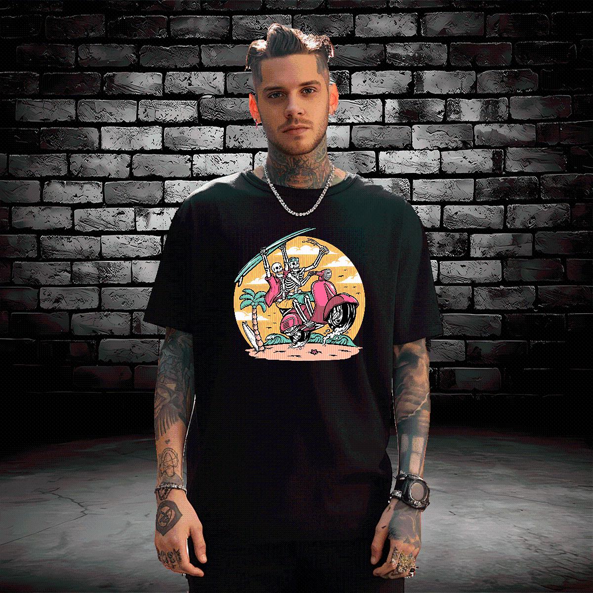 New Arrival T Shirt For Man Skeleton 100% Cotton 230g Customized Men Clothes T-Shirt Home Outdoor Crew Neck Cotton Breathable Brand Tops Tees