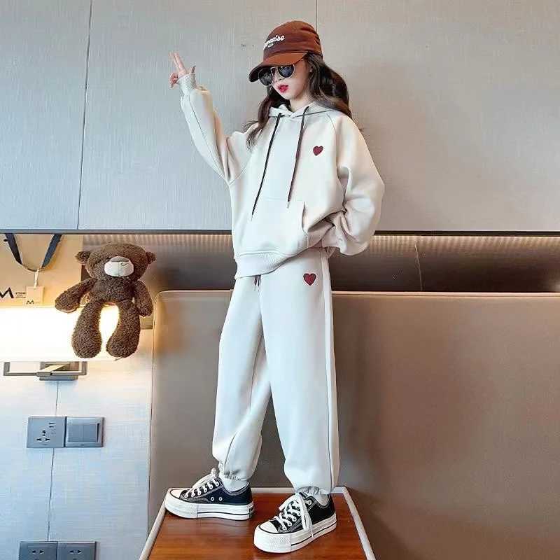 Clothing Sets Girls Letter Long Sleeve Hoodie Tee Long Pants Outfit Toddler Infant Clothing Set Fashion Kids Wear Children Outfits New 2024