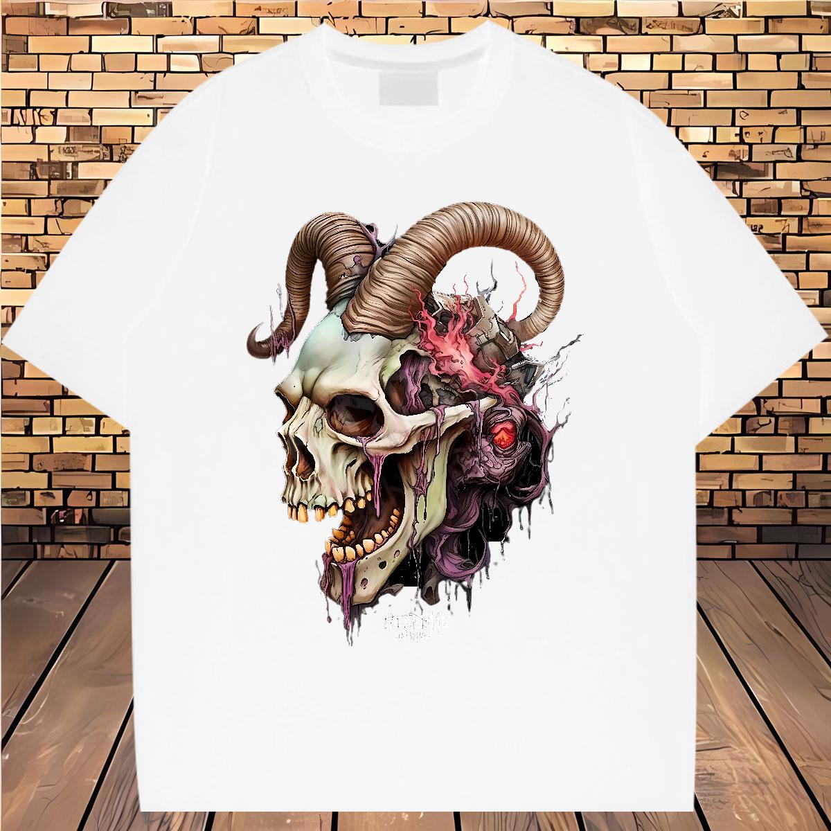 Designer Couples T Shirts Skeleton 230g Cotton Cotton Breathable Soft Daily Outfit T-Shirts for Men Custom Print Oversized Wholesale Tees Shirts