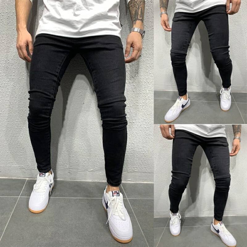 New Arraival Men Fashion Jeans Casual Slim-Fit Denim Trousers Korean Style Men's Solid Color