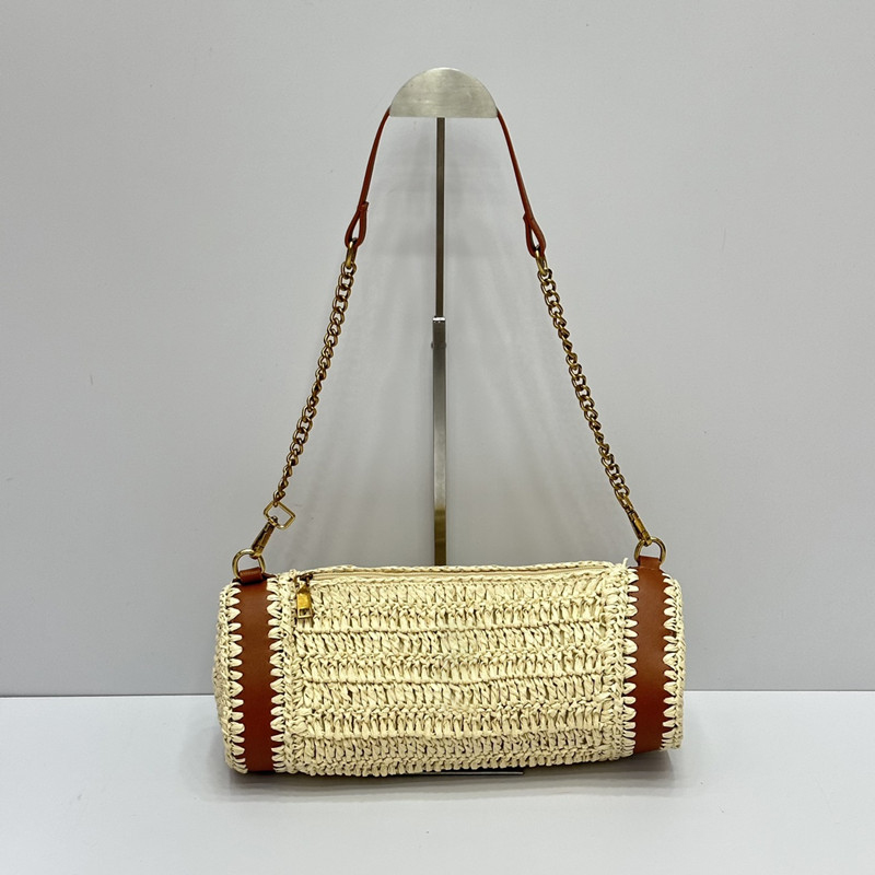Barrel shaped Designer Straw knitted Shoulder Bags For Women Lady Reticule Cross Body Bag
