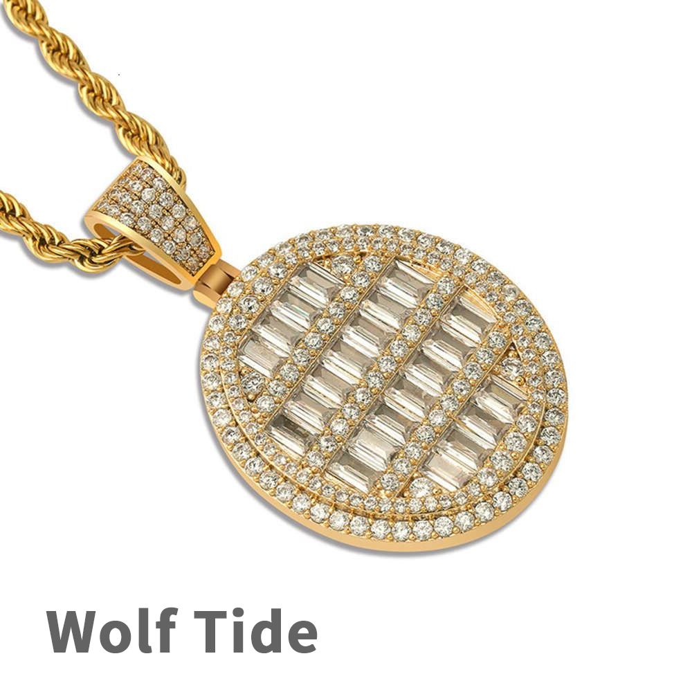 Micro Inlaid Baguette Cubic Zirconia Oval Pendant Necklace Hiphop Men's And Women's Hip Hop Rock Ins Necklaces Jewelry Accessories Bling Gem