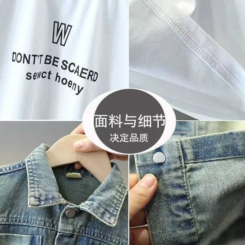 Clothing Sets Boys Spring and Autumn Cowboy Set 2024 New Western Childrens Cowboy Top+Jeans Korean Boys Two Piece Set Kids Outfits