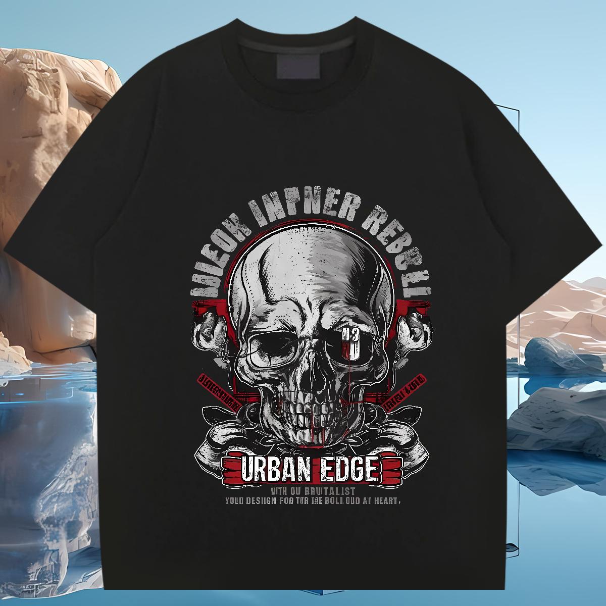 High Quality Tshirts Skeleton 100% Cotton 230g Cotton Breathable Street Wear T-Shirts for Men White Plus Size 2024 DIY Top Tees