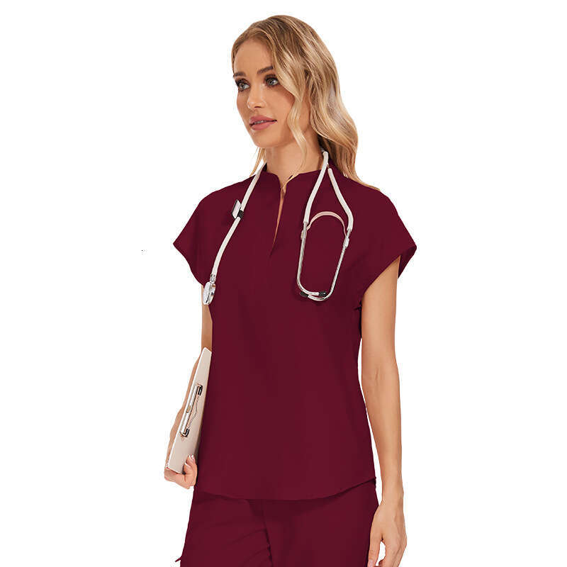 Scrubs Zip Up Undefined New Product New Arrival Washable Long Non-ironing Gentle Wind High Elasticity Solid Temperament Printing Ventilation Novelty T