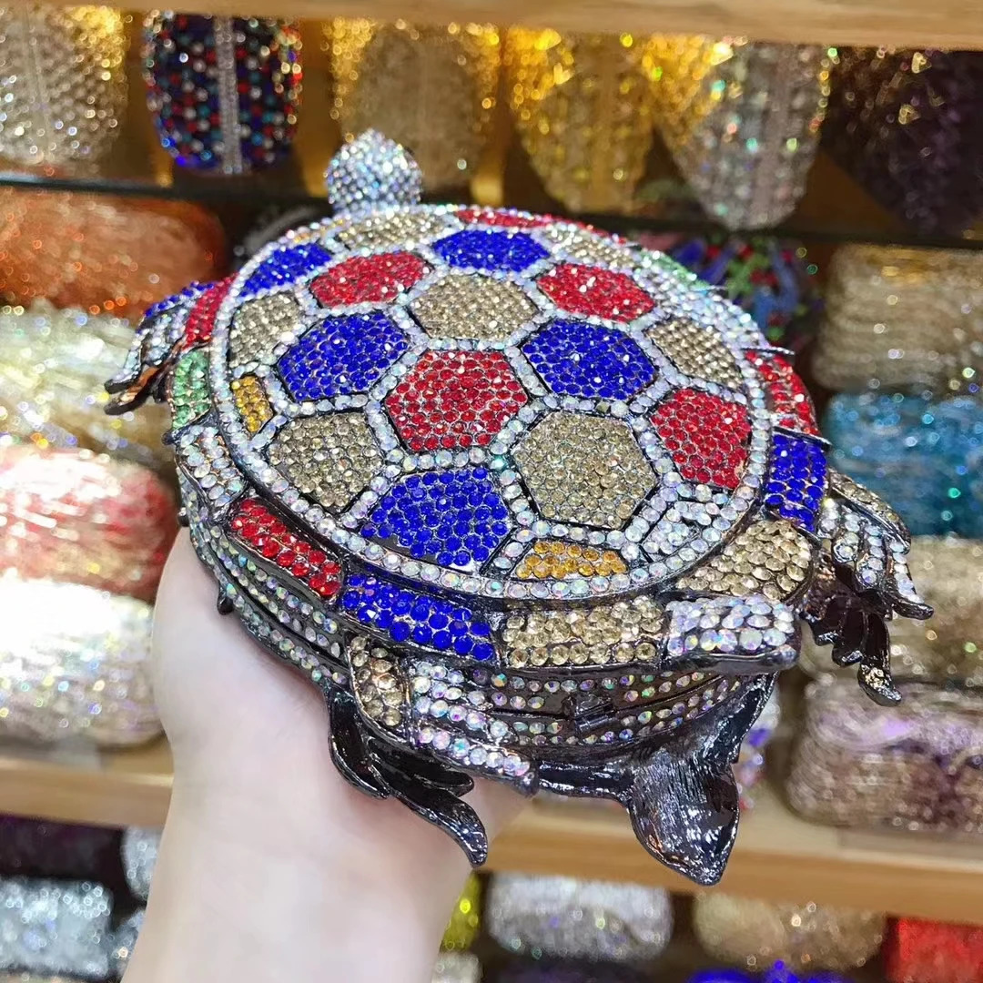 Turtle Animal Shape Evening Bags Stones Clutches for Women Formal Dinner Rhinestone Handbags Wedding Bridal Crystal Clutch Purse 240716