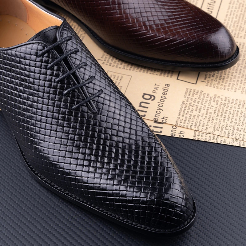 Men Dress Shoes Formal Office Oxford Wedding Party Matches Suit Zapatos De Hombre High Grade Genuine Leather Handmade Man Shoes