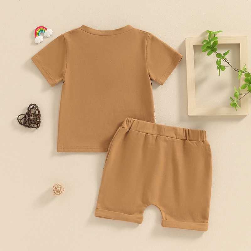 Clothing Sets Toddler Baby Boys Summer Outfits Short Sleeve Button Striped Tops and Drstring Shorts 2Pcs Kid Boy Clothes Sets