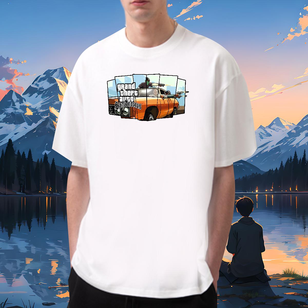 Fashion Designer T shirt racing 100% Cotton 230g DIY Printed Daily Outfit Men Tshirts Breathable Crew Neck Cool