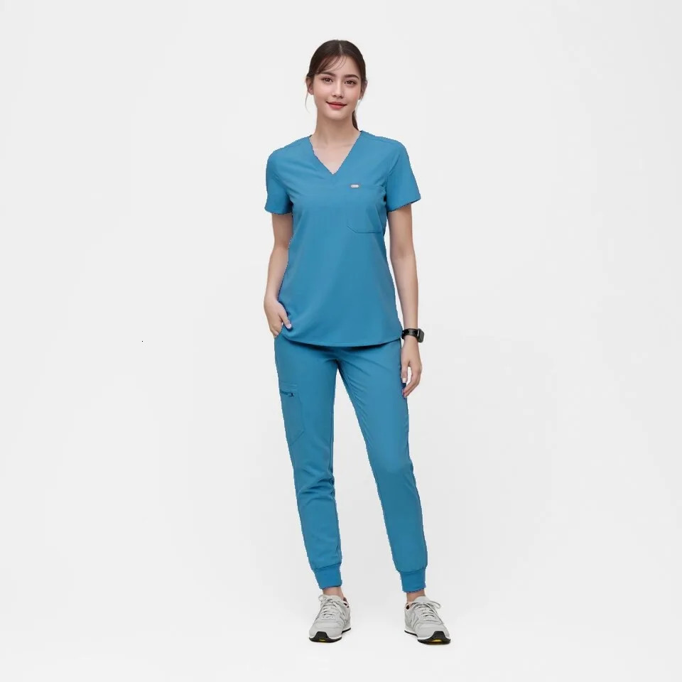 Anti Wrinkle Washable Soft Fabric Nurse Hospital Uniform Women Jogger Scrubs Sets 240716