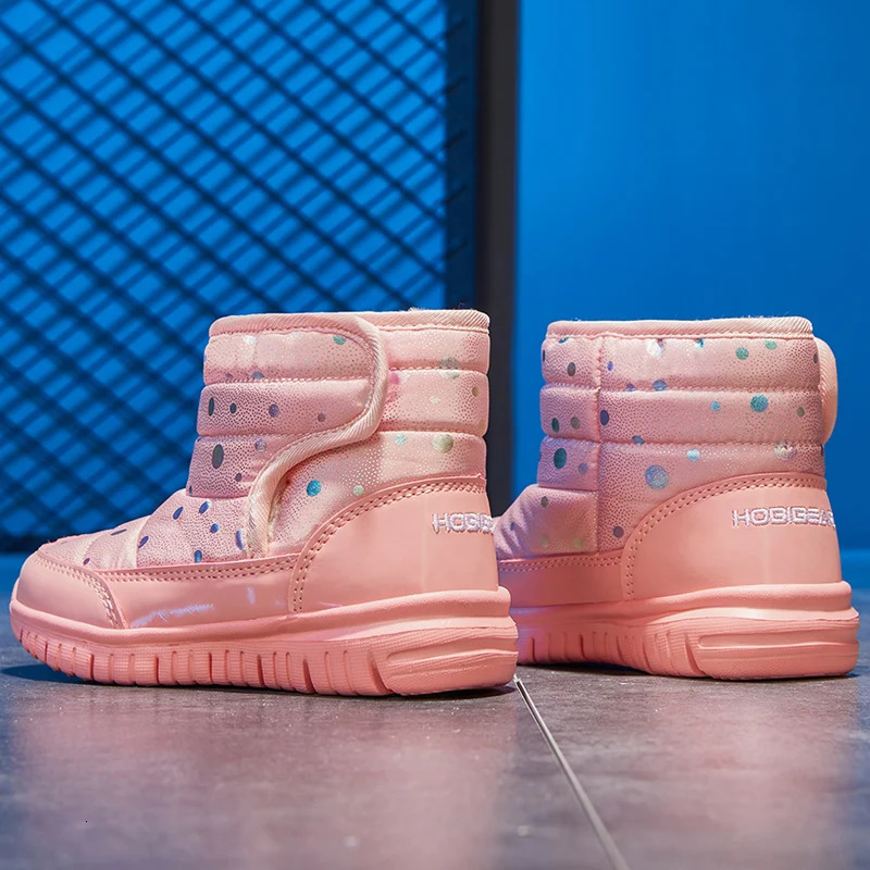 Winter Warm Fur Snow Boots Children Black Furry Shoes Girls Non-slip Waterproof Kids Footwear Child Sneakers Baby Shoes Pink 240710