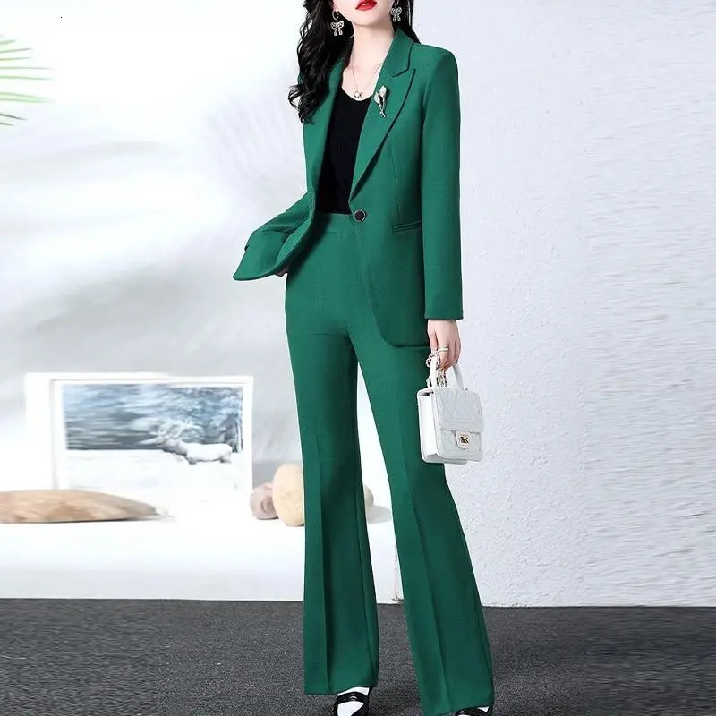 Spring and Autumn Fashion Blazer Coat Trousers Two Piece Womens Elegant Casual Suit Jacket Pants Set Female Clothing 240712