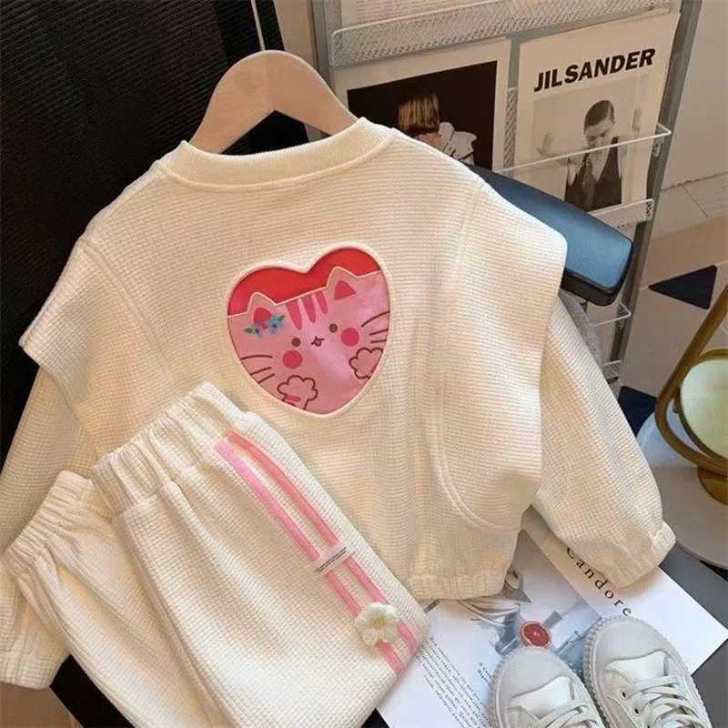 Clothing Sets Girls Clothes Set New Spring and Autumn Childrens Fashion Sweater Pants 2-piece Suits For Girls Baby Sports Suits 3 5 7 9Y