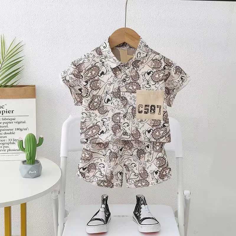 Clothing Sets Boys Summer Set New Childrens Shirt Handsome And Thin Style Childrens Summer Short Sleeve Two Piece Set with Trendy Colors