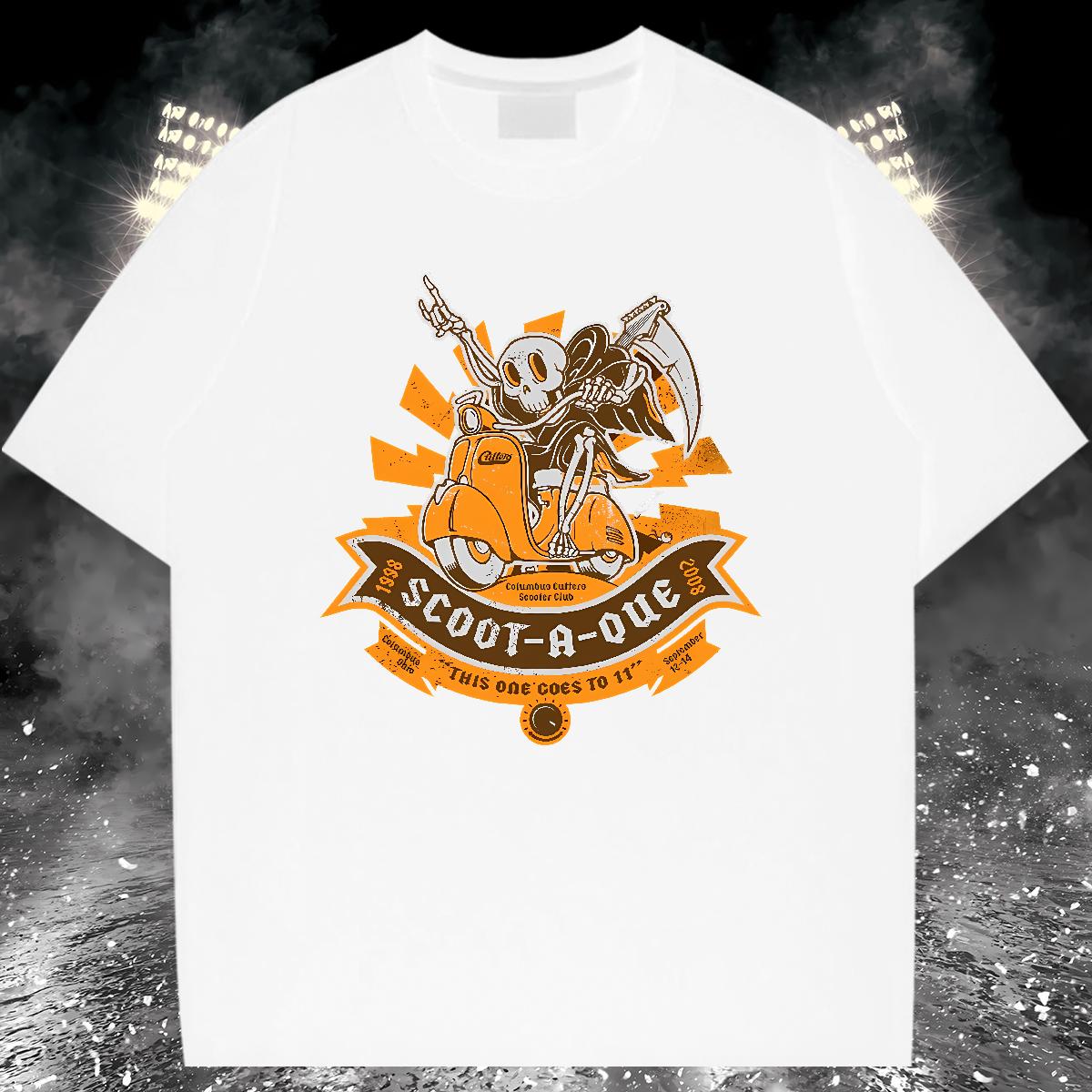 Factory Direct T-Shirts Skeleton Short sleeve Cotton Soft 230g 100% Cotton Couples T Shirts Street Wear Black White High Quality Tops