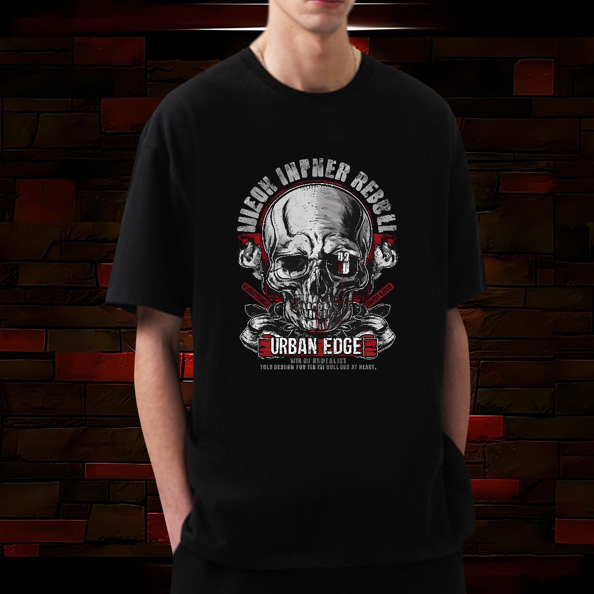 Cool Men Tees Skeleton 230g 100% Cotton Crew Neck Cotton Breathable Hip Hop T-Shirts for Men Black Oversized Wholesale Clothes