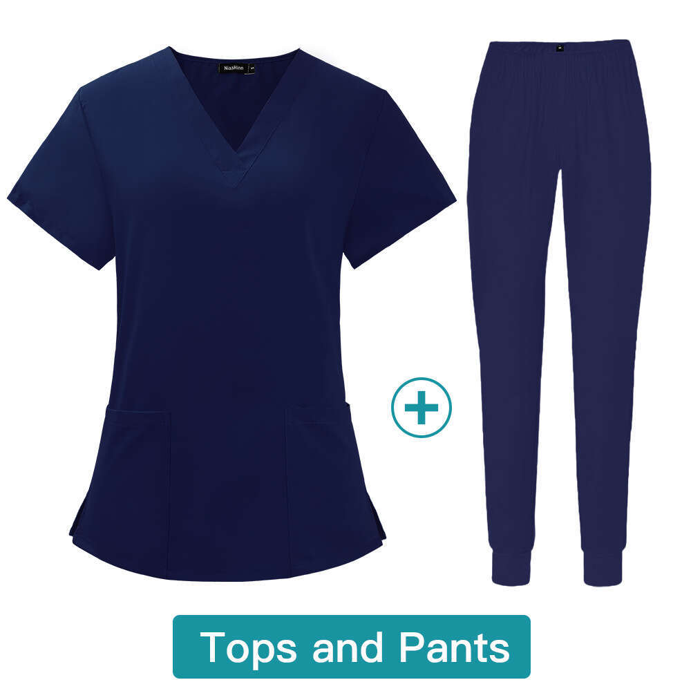 Designer Two Piece Set Women Scrubs for Women Uniform New Product Washable Gentle Wind French Non-ironing Long Solid New Pattern Sexy Novelty Short Lo