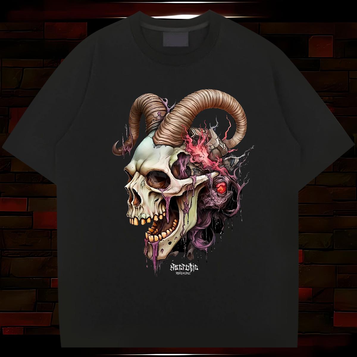 High Quality Mens Tshirts Skeleton 230g Cotton Breathable Crew Neck Hip Hop Street T-Shirts Plus Size Custom Classic Casual Clothings