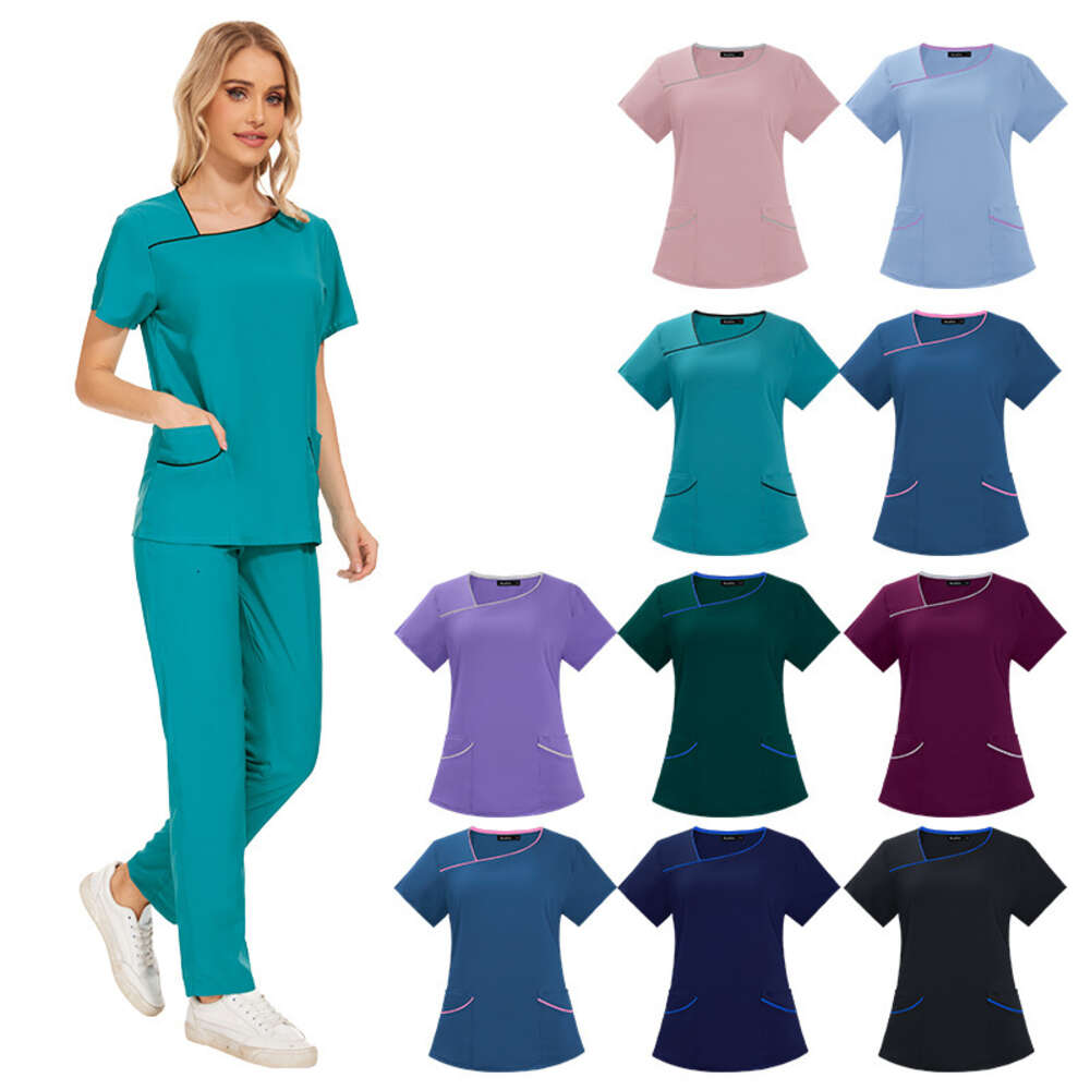 Designer Two Piece Set Women Zip Up Scrubs for Women Uniform New Arrival Long Show Thinness High Elasticity French Popular Temperament Novelty Waist