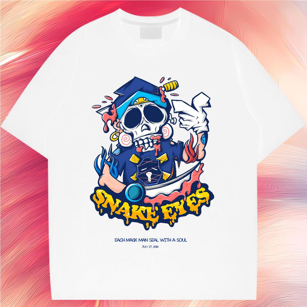 New Mens T Shirts Skeleton 230g 100% Cotton Custom Printed Street Casual Men Tshirts Crew Neck Cotton Breathable Unisex