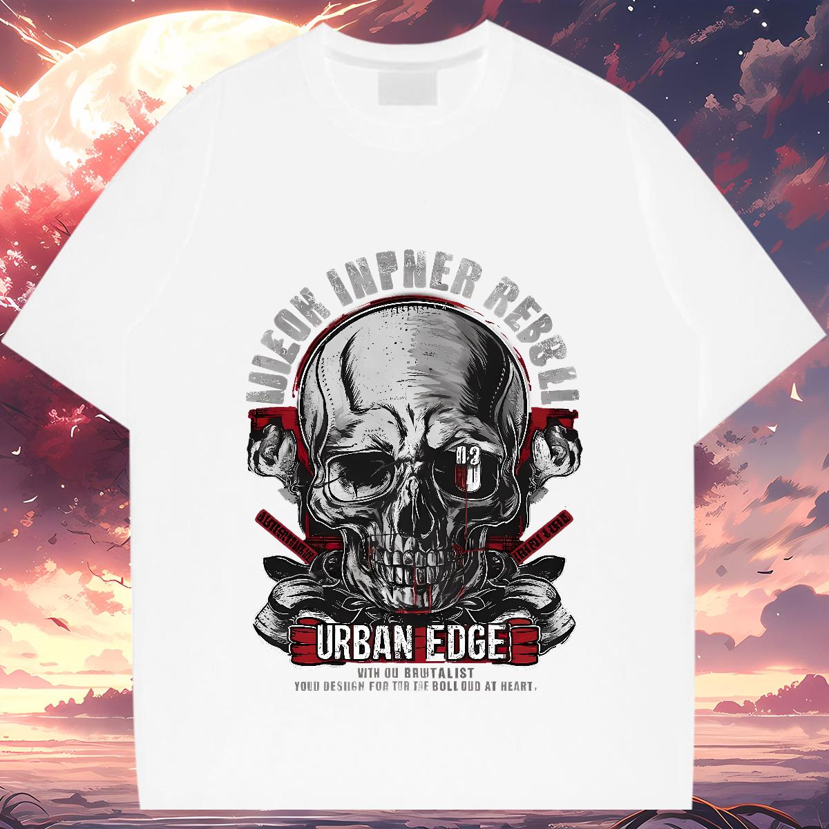 Loose Men Tops Tees Skeleton 100% Cotton 230g Cotton O Neck Short Sleeves Summer Casual T shirt Custom Printed New Designer Tshirts