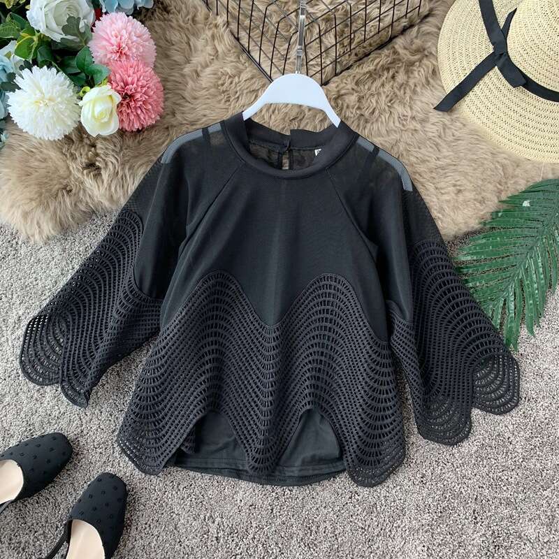 Gothic Designer Shirt Shirt Best Saller New Merchandise Retro Spring Slim Crop Top Casual Women Short Slim-fit Collar Blouse Chiffon Women's T Sh