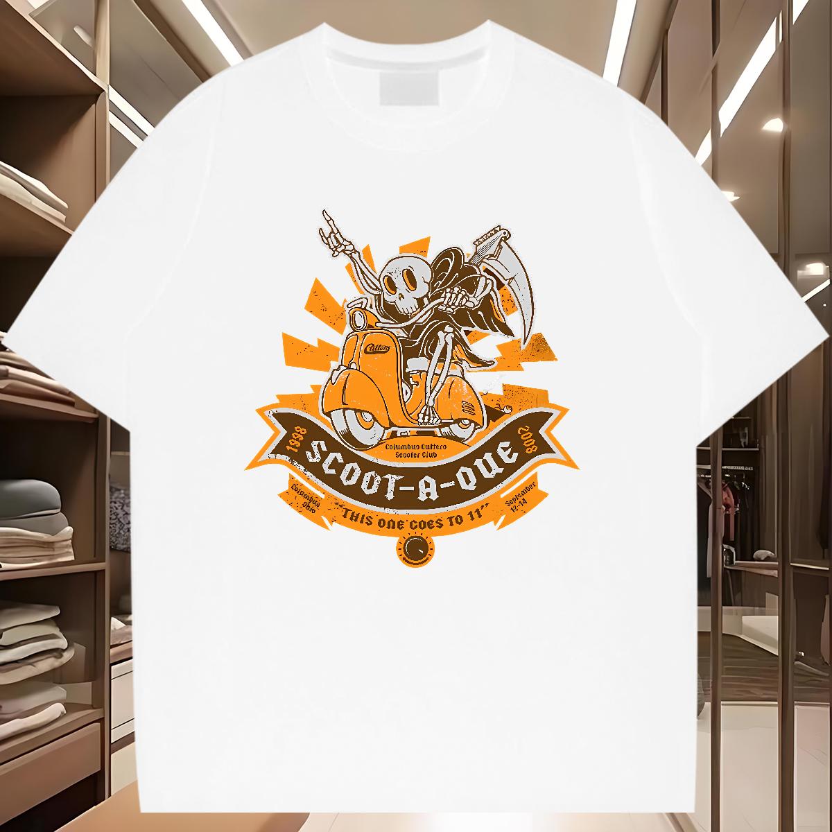 Unisex Man T Shirts Skeleton 100% Cotton 230g Street wear Hip Hop Cotton Breathable Soft Men Tops Tees New Arrival Oversized Tshirts