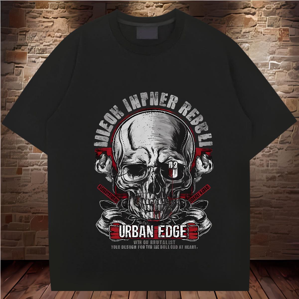 Cool Design Men Tops Tees Skeleton 230g 100% Cotton Round Neck Short Sleeve High Street Hip Hop T-Shirts Customized Print Fashion Design Top Tees