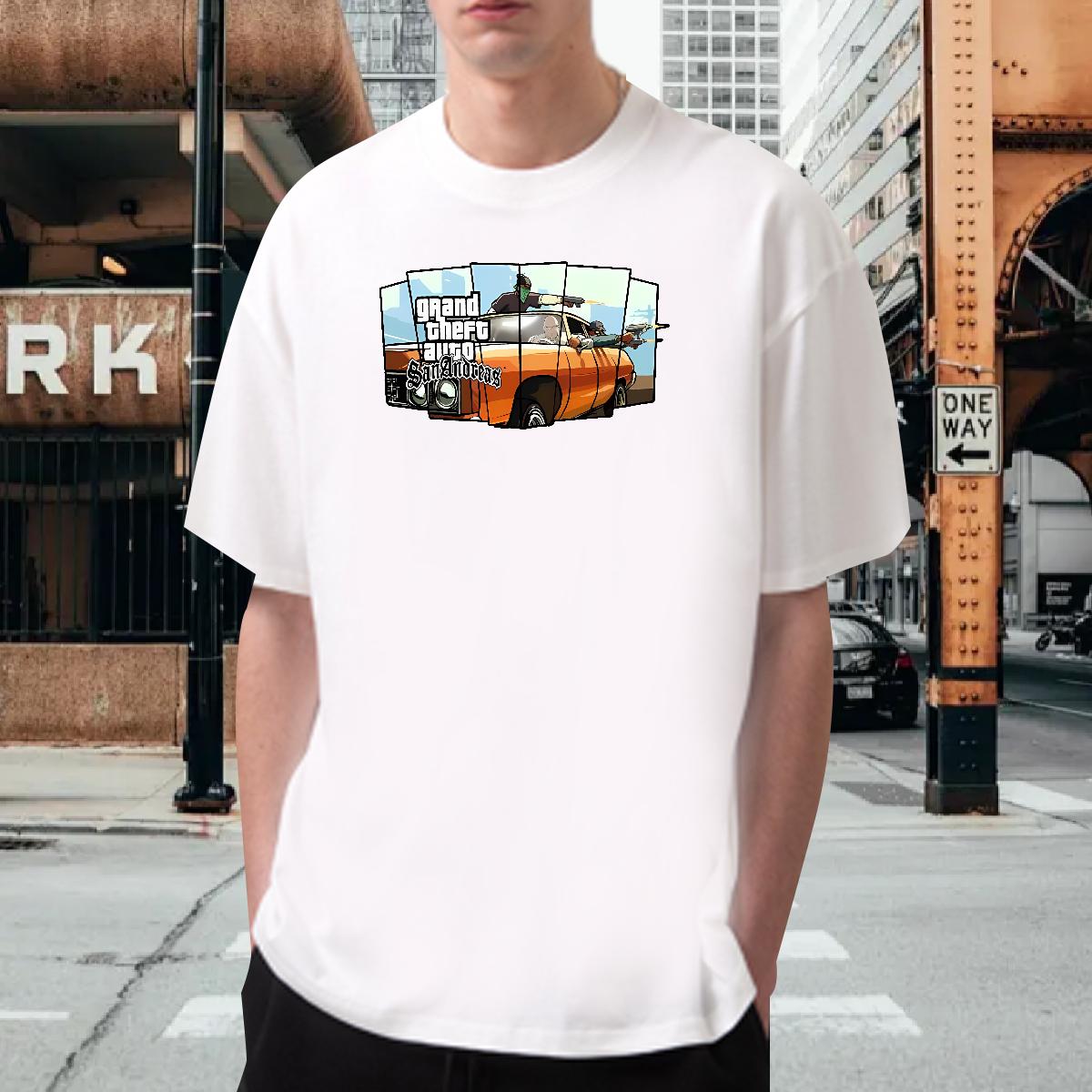 Wholesale Man T Shirts racing 100% Cotton 230g Custom Cartoon Men Tops Tees Street wear Hip Hop Cotton Breathable Soft Unisex Top Tees