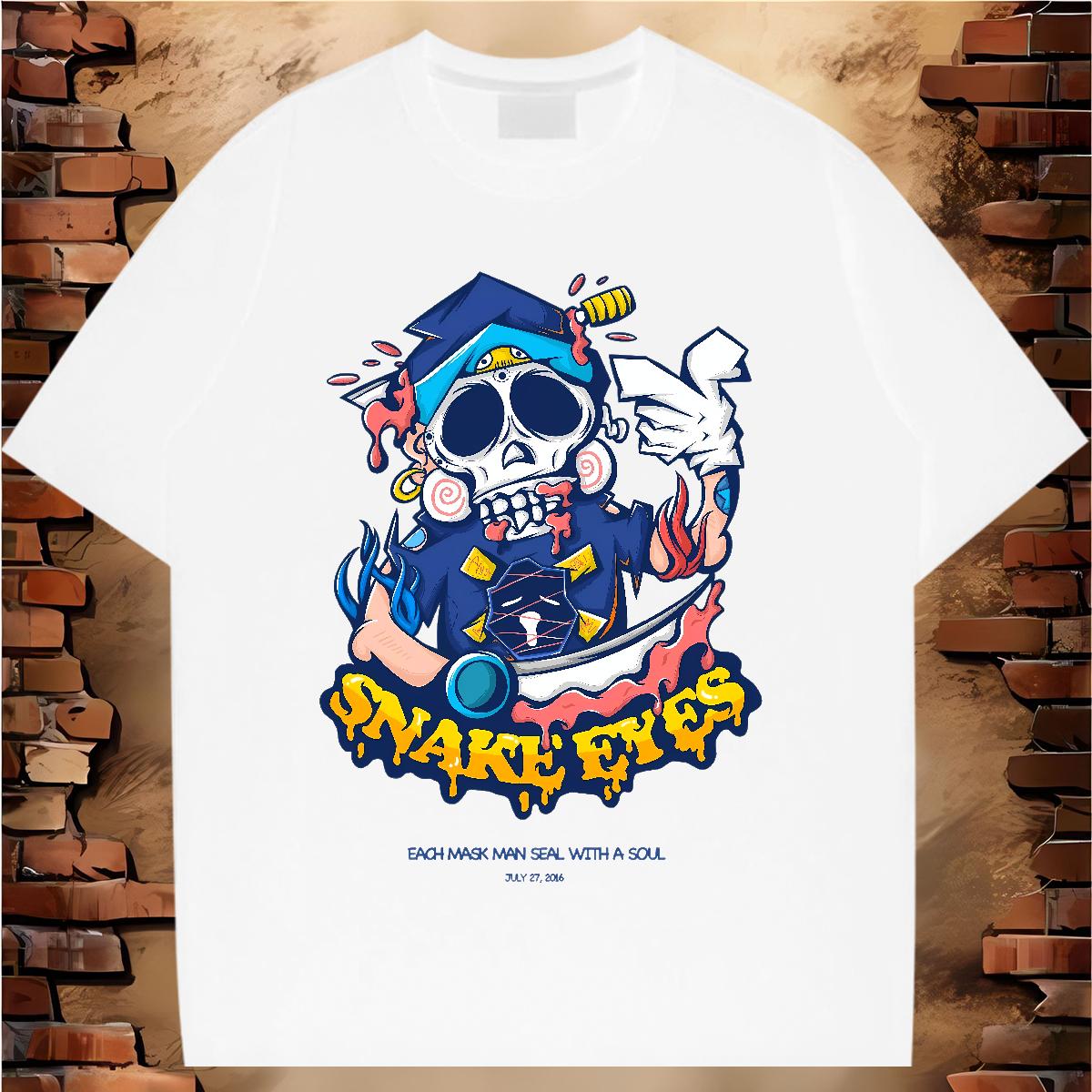 Fashion Design T shirt Skeleton 230g Cotton Customized Daily Wear Tshirt for Man Woman Crew Neck Cotton Breathable Loose Fit