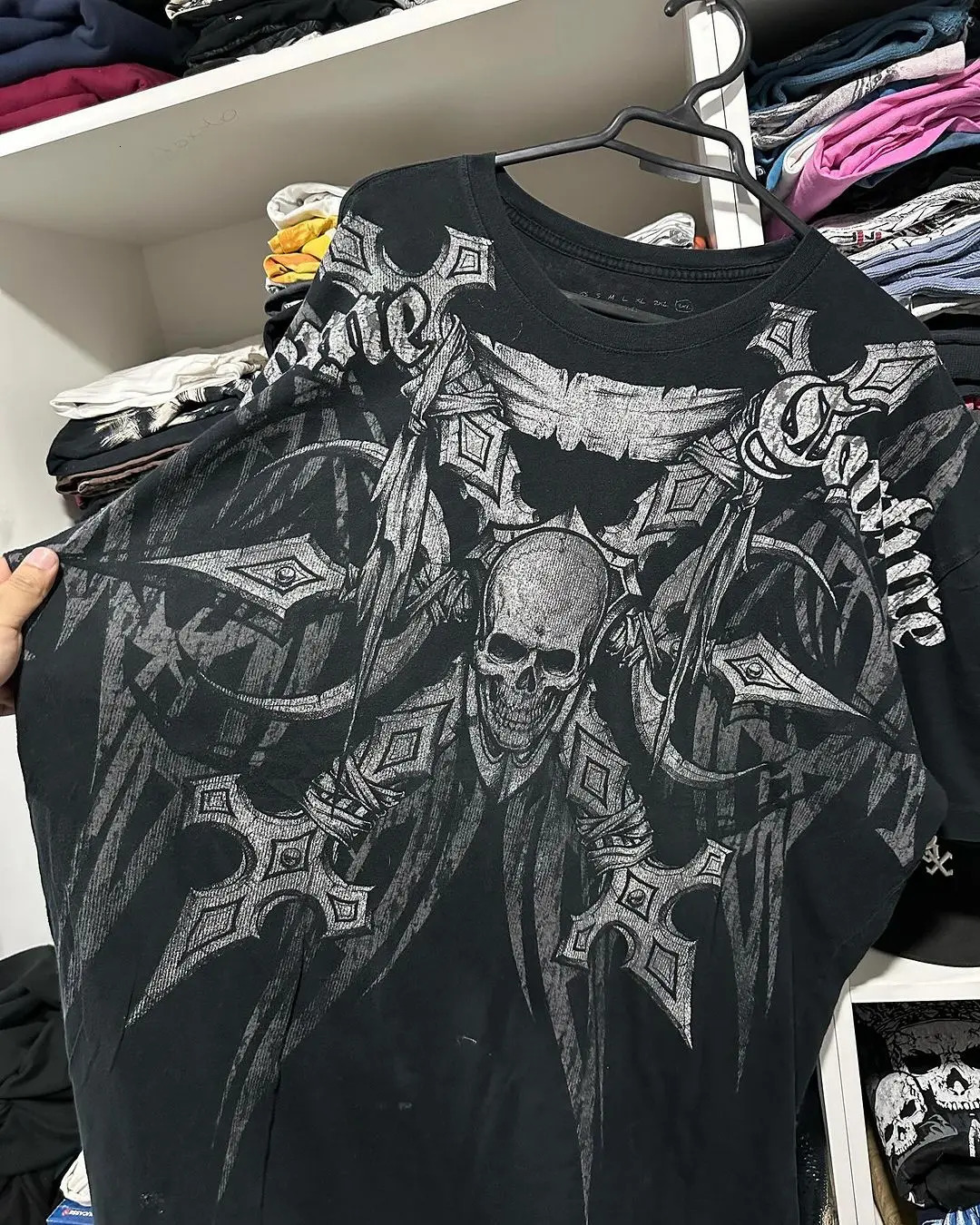 Y2K Tshirt Harajuku Retro Hip Hop Skull Pattern Oversized T shirt Mens Womens Short Sleeved Gothic Clothing Tops Streetwear 240716