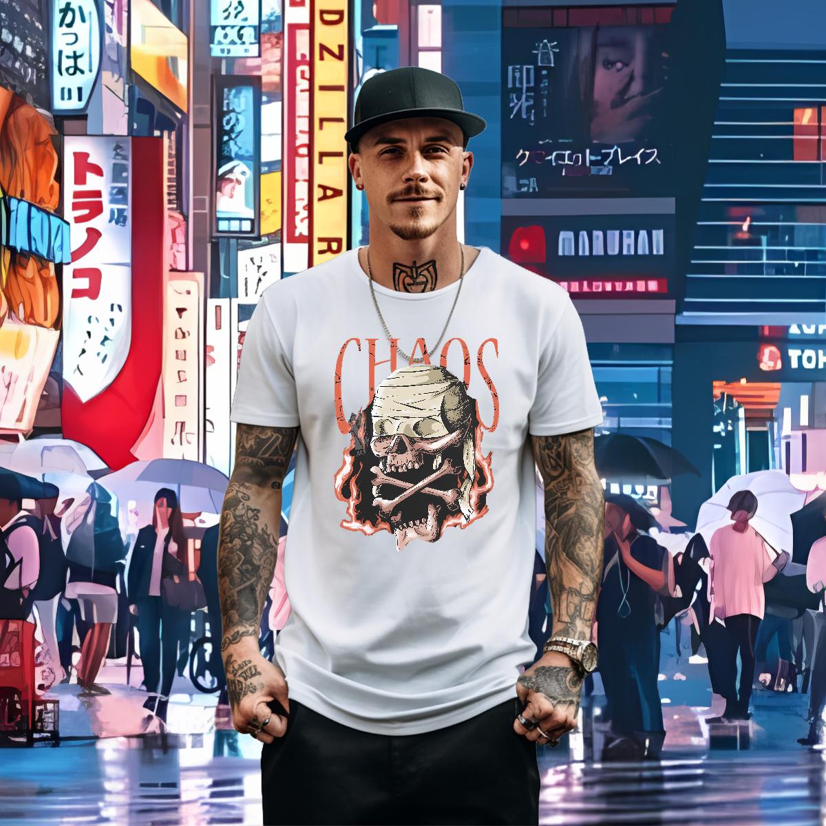 Cool Mens Tshirts Skeleton 230g Cotton Cotton Breathable Sports Casual Man T Shirts DIY Printed Brand Tee Shirt