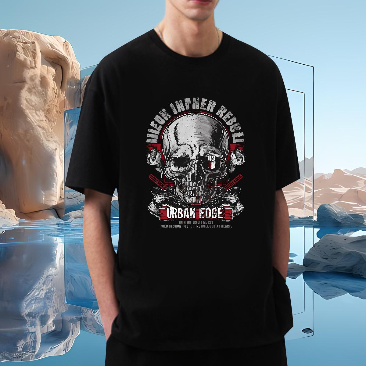 High Quality Tshirts Skeleton 100% Cotton 230g Cotton Breathable Street Wear T-Shirts for Men White Plus Size 2024 DIY Top Tees